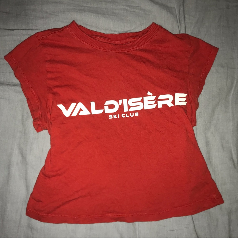 Vintage red baby tee with graphic